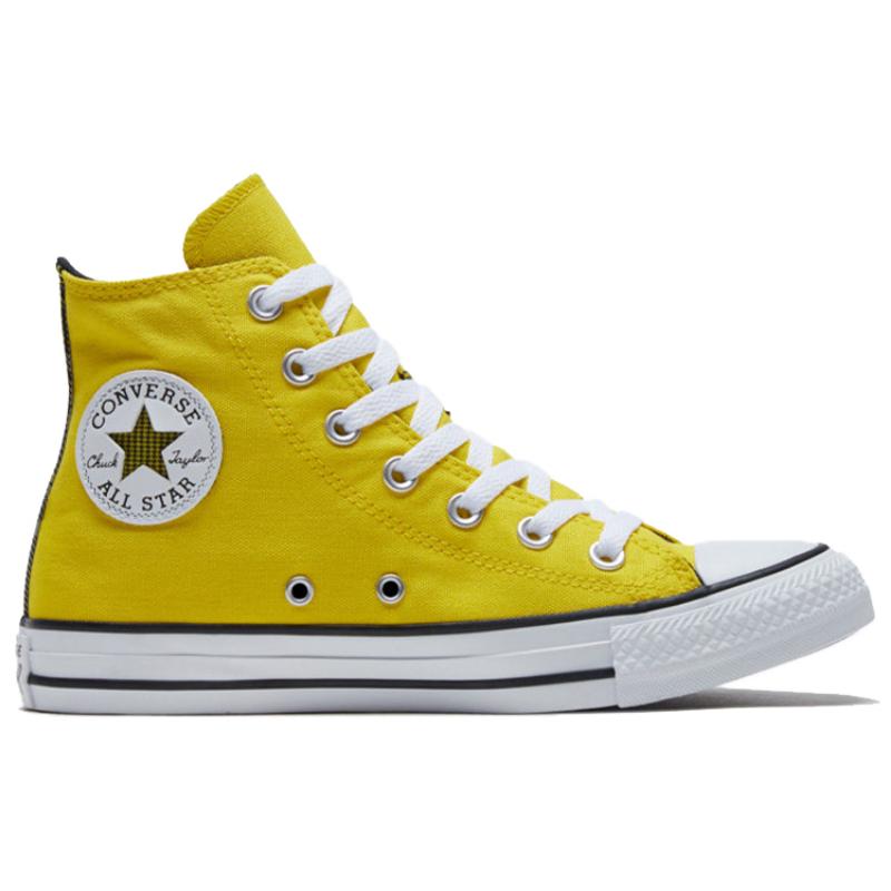 Converse Chuck Taylor All Star Round Toe Lace-up Non-Slip Abrasion Breathable High Top Espadrilles Women's Yellow