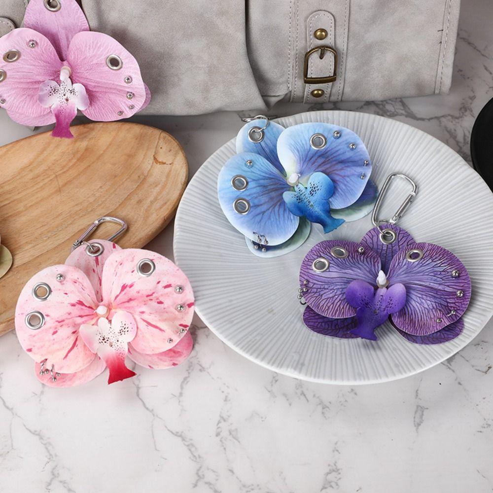 Keyring Phalaenopsis Orchid Keychain Keychains Bag Pendant Imitation Flower Pendant  Couple Kids