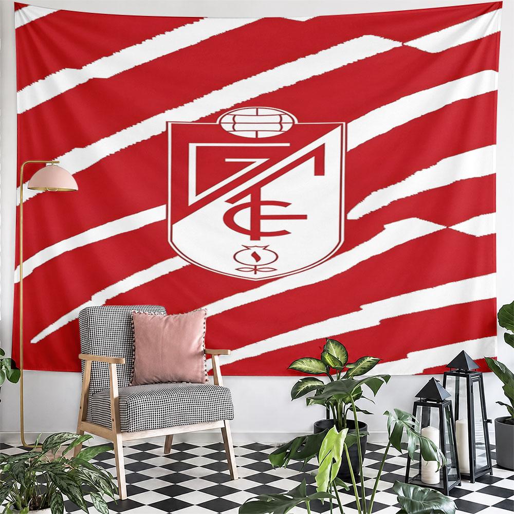 Red and White Striped Crest Design Pattern Wall Hanging Tapestry Decorative Tapestry Home Decor for Bedroom and Living Room