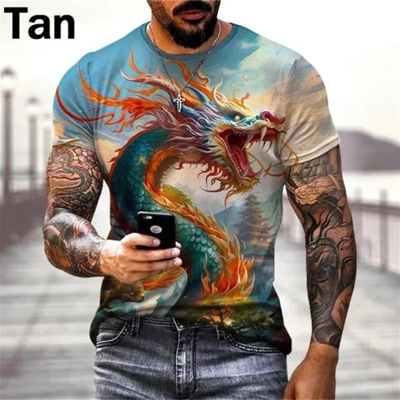 Cool Chinese Dragon 3D Printed T-Shirts Men's Fashion Hip-Hop Street Casual Funny Tops Tees Trend Personality Male Women Apparel