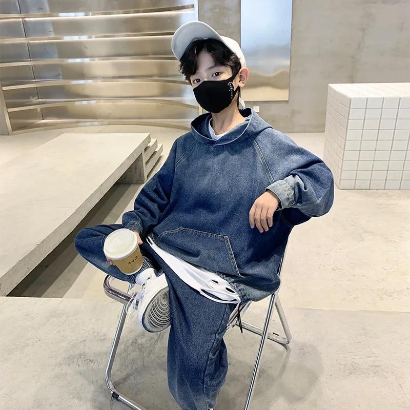 Children's Clothing, Boys' Denim Suits, Autumn Clothes, Handsome Children's Spring and Autumn Two-piece Suits, Autumn Boys