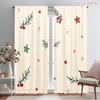 2pcs,2D Plane Printing Light Filtering Curtains Christmas Berry Twig Star Versatile Polyester Fabric (without Rod) Decorations