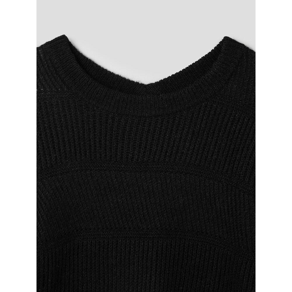 Anggae Alpaca Blend Round Pullover Black