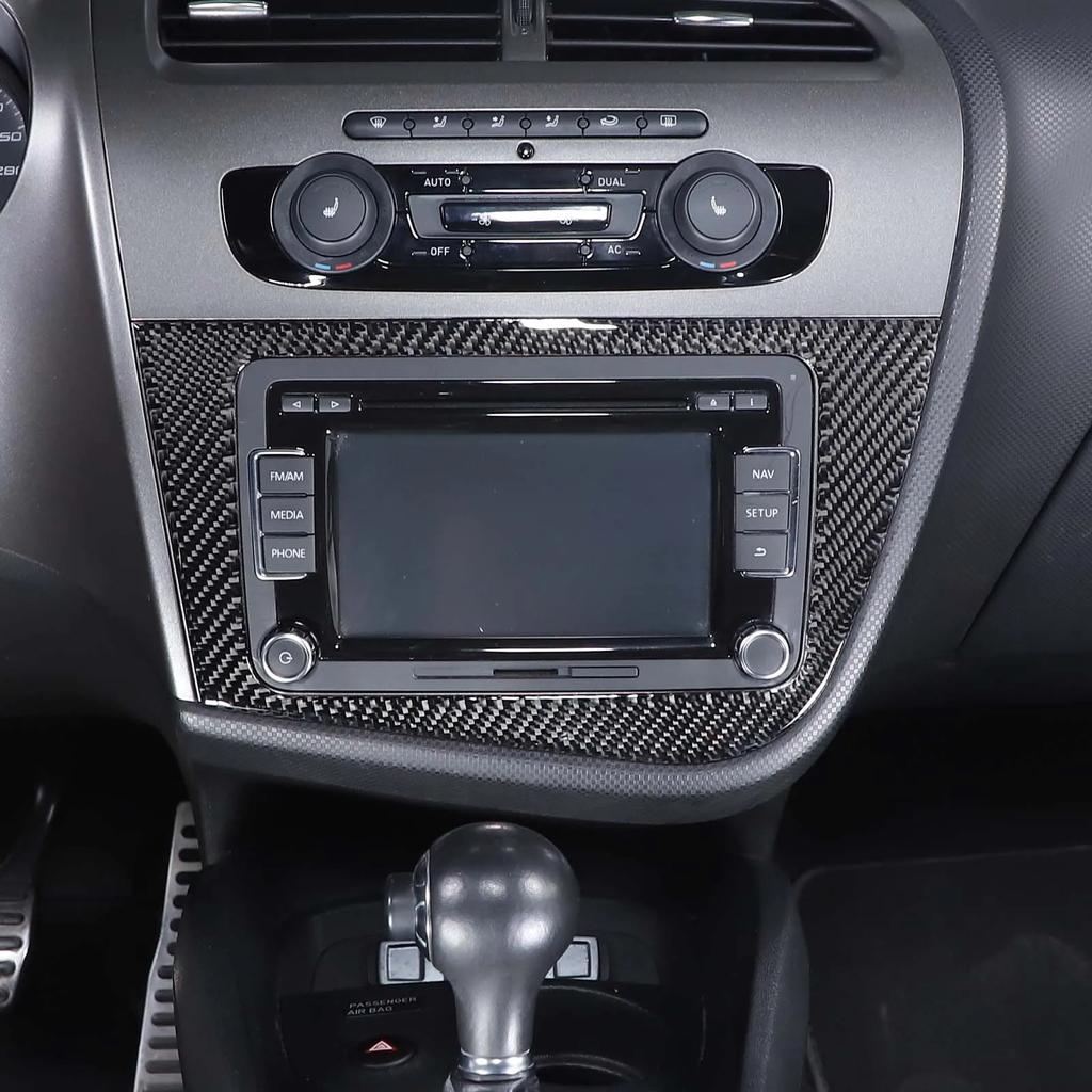 For SEAT Leon Mk2 1P 2008-2012 Soft Carbon Fiber Car Center Control Display Frame Panel Sticker Car Interior Accessories L/RHD Ujm690