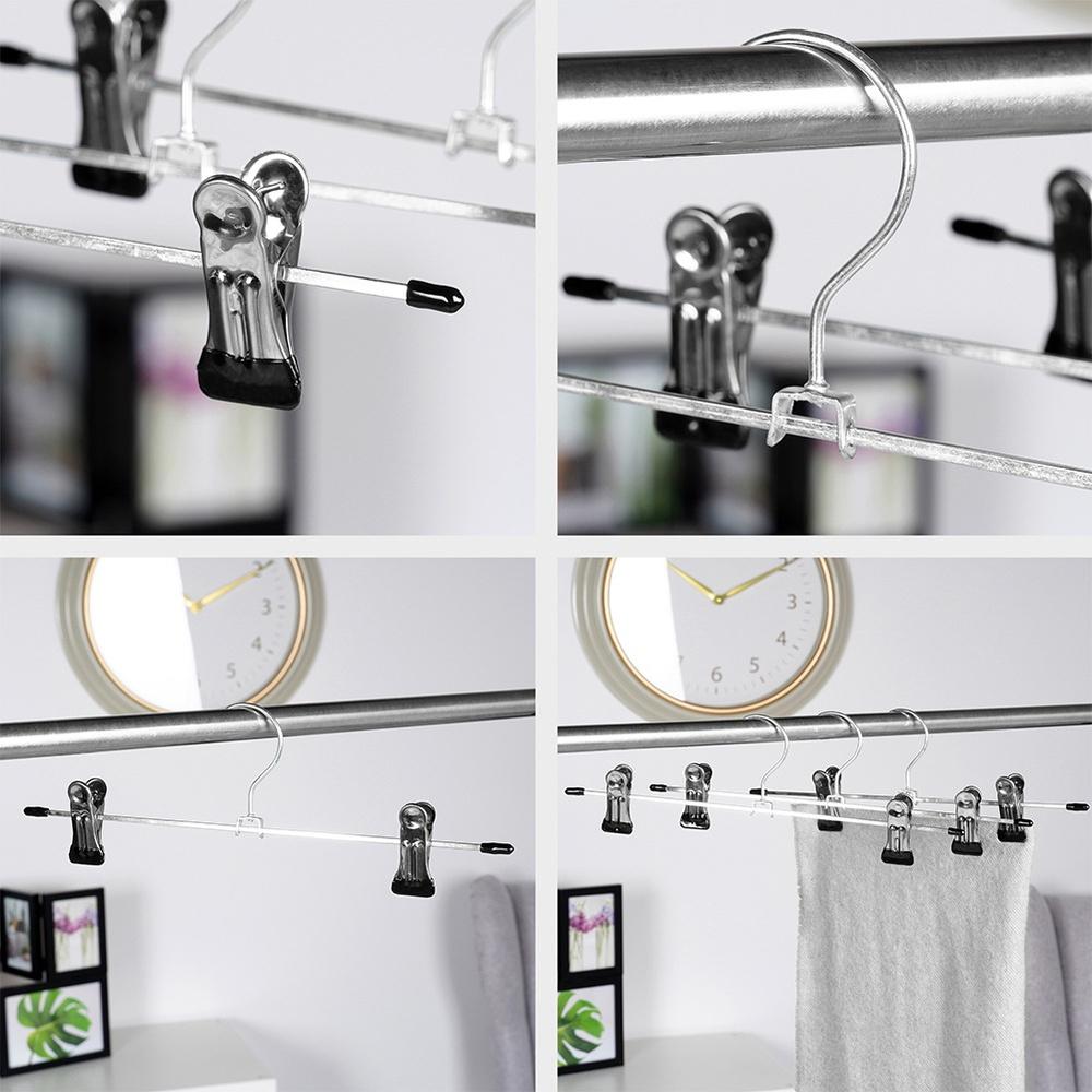 3x Metalowe Wieszaki na Ubrania z Klipsami do Szaf, Spodni, Spódnic