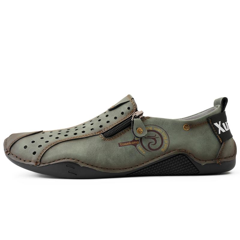 

Модная Новая Ручная Работа Модная Повседневная Обувь Мужская Удобная Нескользящая Мягкая Прохладная Легкая Дышащая Перфорированная Боковая Молния Большой Размер Лоферы 48 зелёный