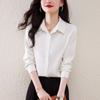Women Satin Long Sleeve Solid Color Commute Professional Business Button Down Shirt