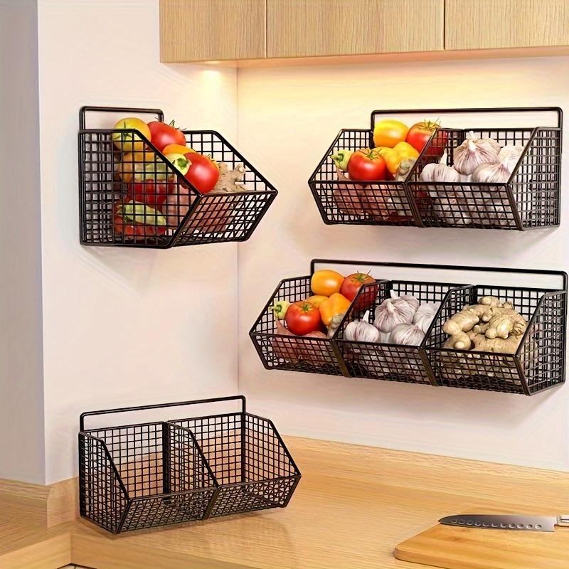 1PC Durable Metal Rack Heavy-Duty With Open Grid Design Space-Saving Vertical Garlic Wall Shelf For Vegetables 2 Sizes