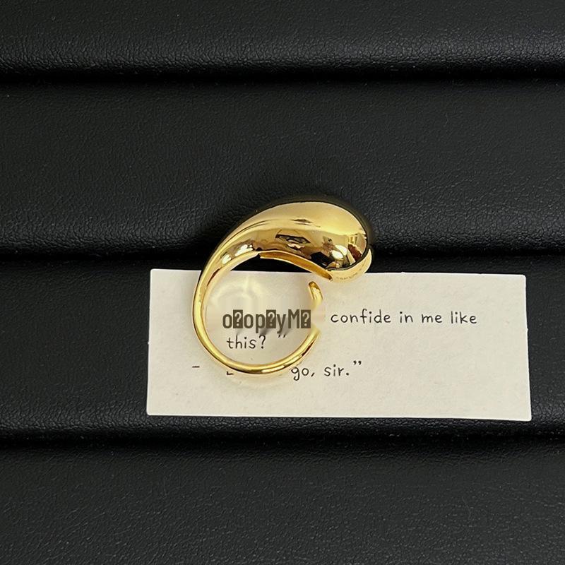 Elegant Geometric Water Drop Adjustable Ring for Women - European Style Open Adjustable