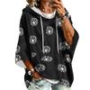Women's Fashion Polka Dot Print Hooded Pullover Top with 3/4 Sleeves