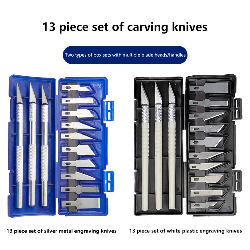 13Pcs Metal Art Knife Aluminum Alloy Carving Knife Tool Set - Perfect For Paper-Cut, Handcraft & Model Making