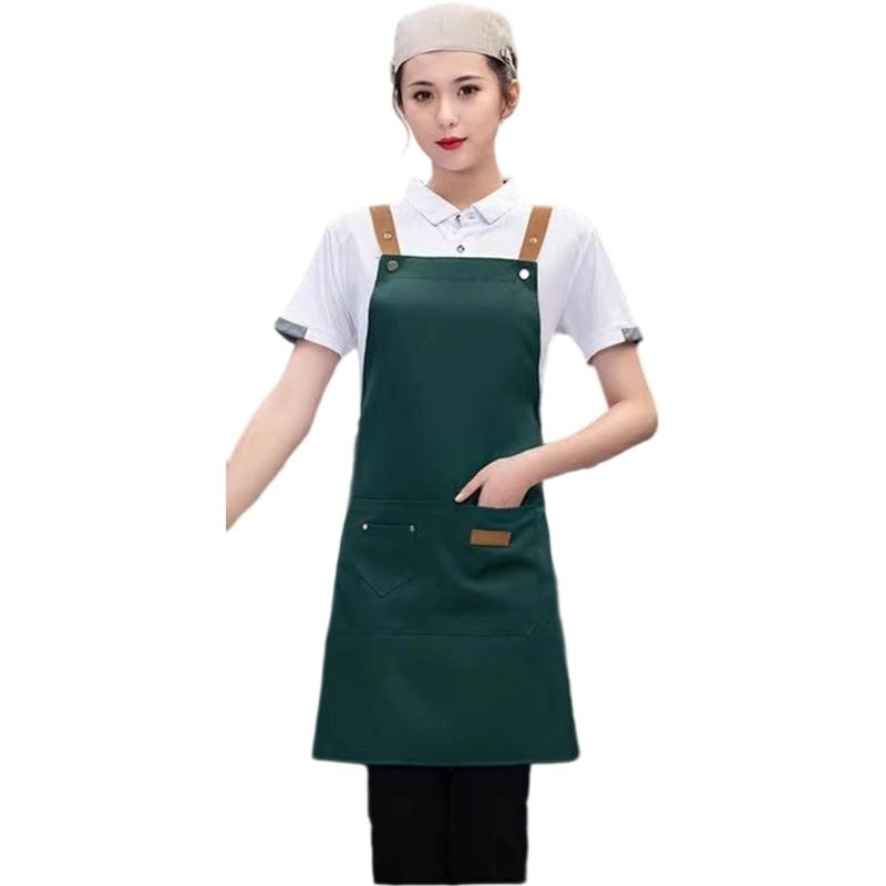 Kitchen Apron Splashproof Design Comfort Adjustable Strap Workwear Bib Apron with Pockets For Cooking And Servers