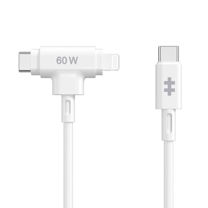 Hyper Cavo USB 2.0 1,5m USB-C a USB-C/Lightning Bianco Ricarica Rapida 60W MFi