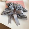 Elastic Plaid Silk Ribbon Scrunchies Bow Large Intestine Hair Ring Square Cloth Hair Tie  Girls