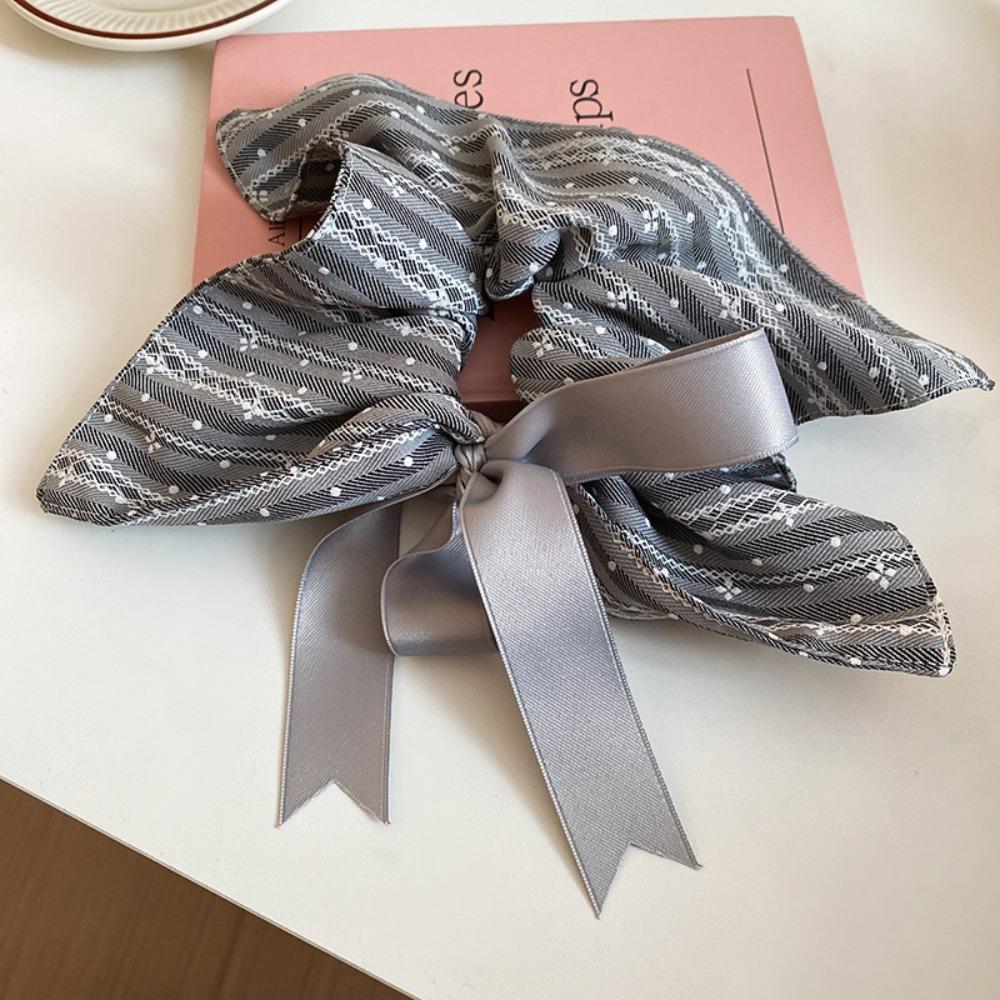 Elastic Plaid Silk Ribbon Scrunchies Bow Large Intestine Hair Ring Square Cloth Hair Tie  Girls