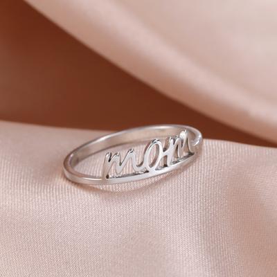 Letter Mom Ring Women's Stainless Steel Minimalist Finger Rings Jewelry Mother's Day Gift