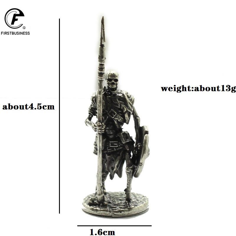 White Copper Undead Skeleton Legion Soldiers Model Figures Miniatures Desktop Ornaments Vintage Metal Statue Decoration Toys