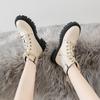 Heart Buckle Chunky Platform Ankle Boots Women  Autumn Pu Leather Thick Bottom Short Boots Woman Black Motorcycle Shoes