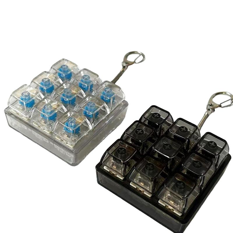 4/9 Tasti Tester Meccanico per Asse Tastiera LED Tasto Tastiera Giocattolo Antistress Fai da Te Pulsante Fidget Keycap Portachiavi Fidget Giocattoli Regalo