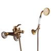 European Style Bathroom Shower Faucet Copper Brass Shower Set with Hand Shower Bathtub Mixers Taps Crane