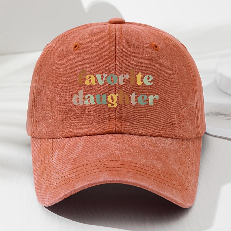 Favorite daughter Printed Soft Top Baseball Hat Retro Men's and Women's Fashionable Outdoor Hat with Adjustable Circumference