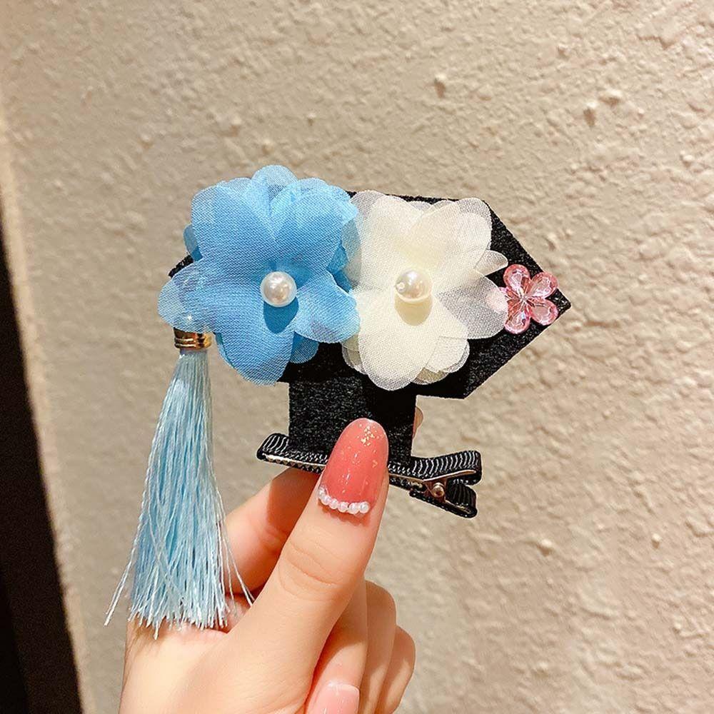 

Mesh Flower Duckbill Clip Pearl Daisy Hairpin Creative Hanfu Hair Clip Female/Children D
