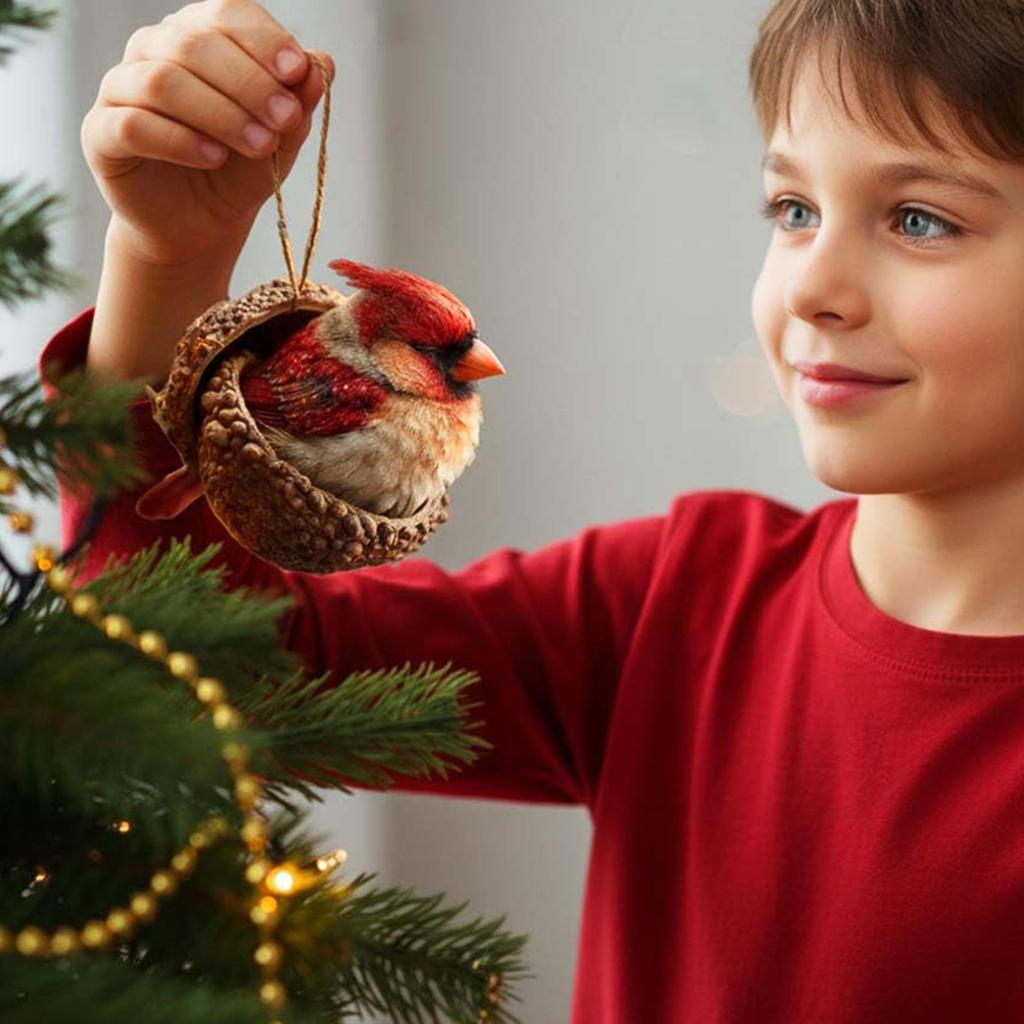 3D Forest Animal Acorn Ornaments Resin Pine Cone Bird Hanging Decoration Christmas Tree Pinecone Pendants for Home Decor