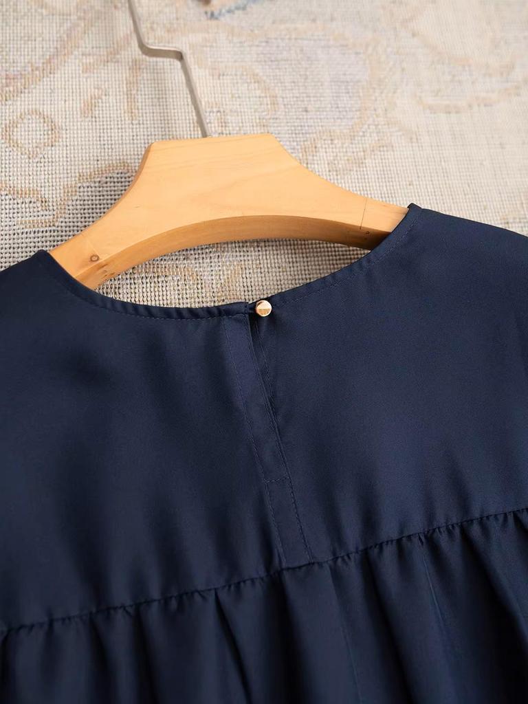 Minimalist Mulberry Silk T-shirt & Half Skirt Set in Classic Old Money Style