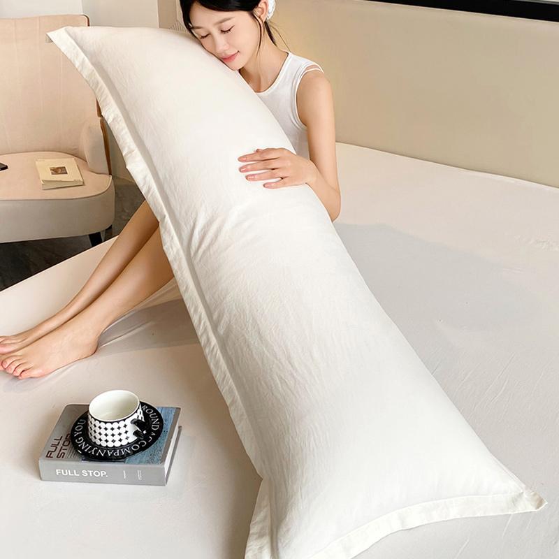 Solid- Washed Double Long Pillowcases, Couple Pillowcases 48*100cm, 120cm, 150cm, 180cm (without Core)