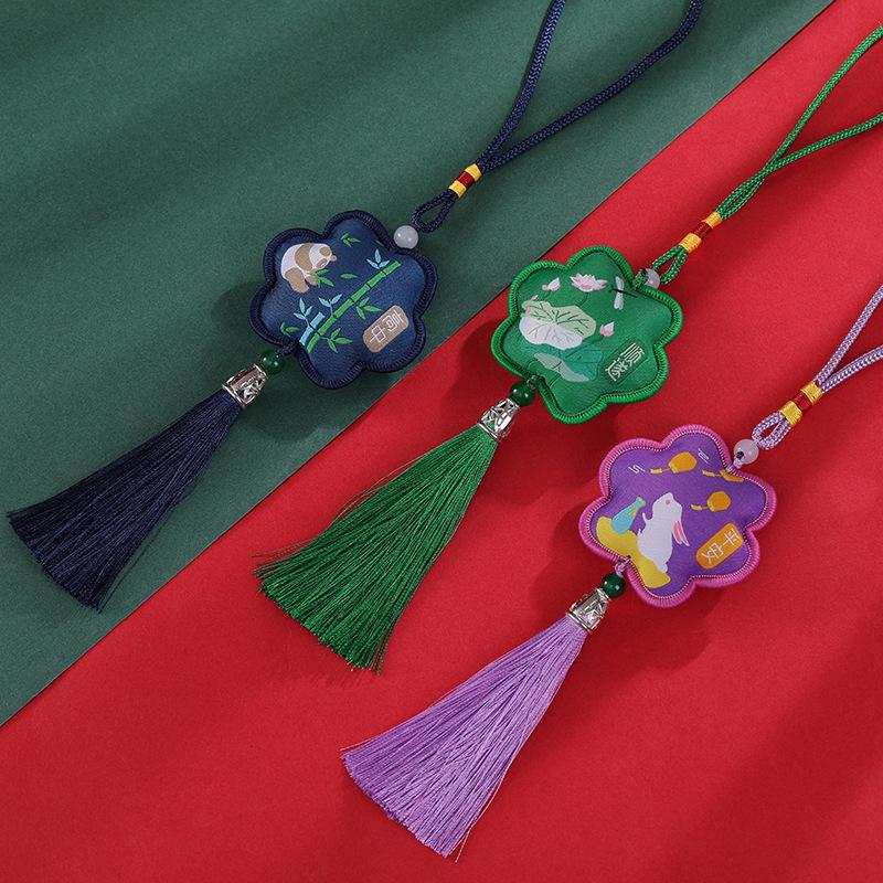 Chinese Brocade Tassel Sachet: New Year Charm Pendant with Ancient Style Scent