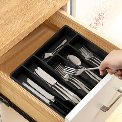 Keuken Bestekhouder met Deksel 6 Compartimenten Lade Aanrecht Eetstokje Lepel Vorksnijder Bestek Opbergdoos Afgedekte Organisatorbak