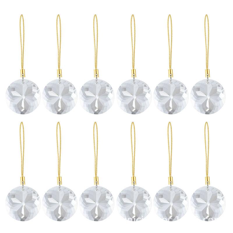 12PC Set Christmas Decoration Decorations Round Prism Tree Wedding 30mm Mini Flower Christmas Crystal Glass