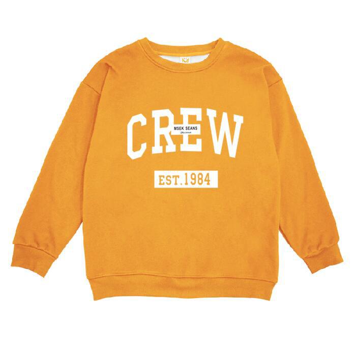 

Хлопковая детская одежда, толстовка с буквенным принтом для мальчиков, свободная и универсальная повседневная футболка в западном стиле, тонкий топ весны и осени 140 жёлтый