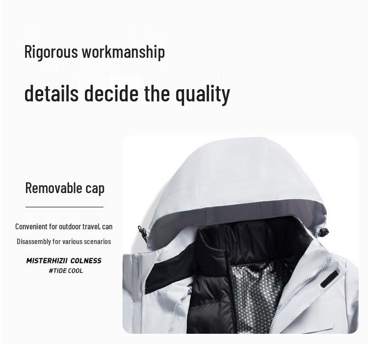 Men's 3-in-1 Detachable Outdoor Jacket: Windproof, Waterproof, Warm