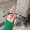 No Makeup, High-End Polygonal Metal Frame Glasses, Anti-Blue Light, Light-Sensitive Discoloration, Can Be Equipped With Myopia Flat Glasses