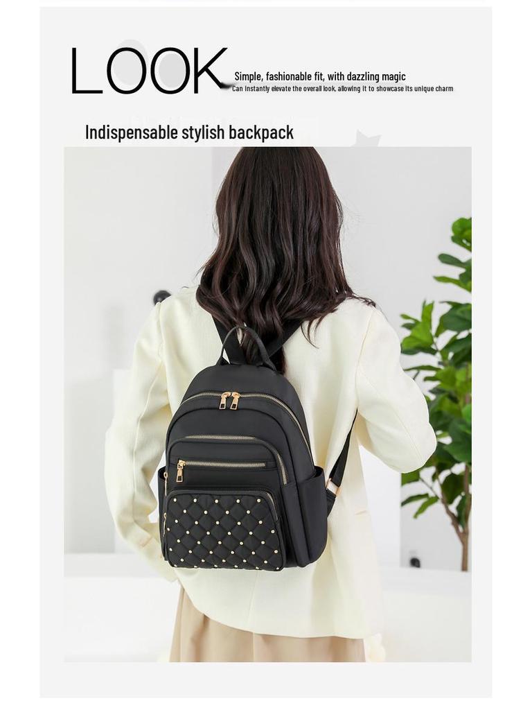 Korean Style Women's Large Capacity Diamond Pattern Backpack