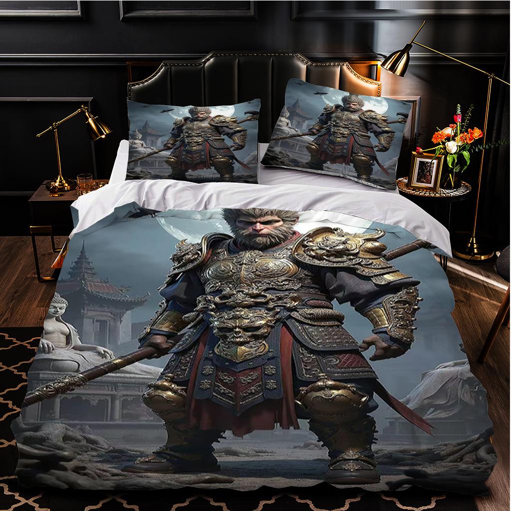 Black Myth Wukong Series Bedding Three-Piece Home Textile 3D Digital Printing