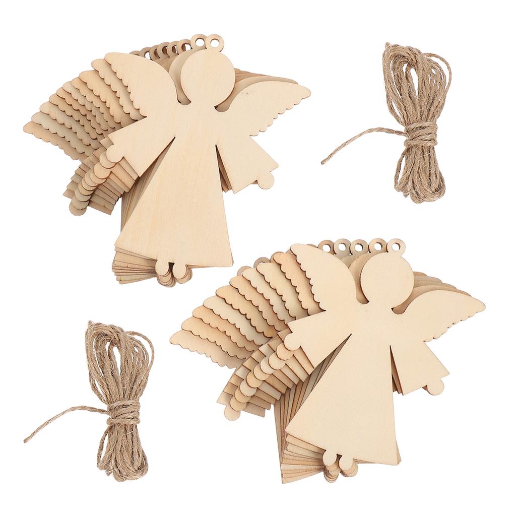 20Pcs Blank Wooden Angel Ornaments for DIY Projects Christmas Wedding Birthday Decorations 10.5x9cm Wood Ornaments
