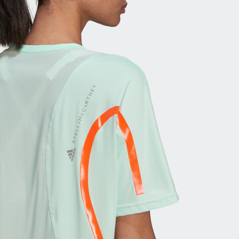 Adidas X Stella McCartney Collaboration Loose Breathable Running Sports Short Sleeve T-Shirt Women Tops Light-Green HD9114