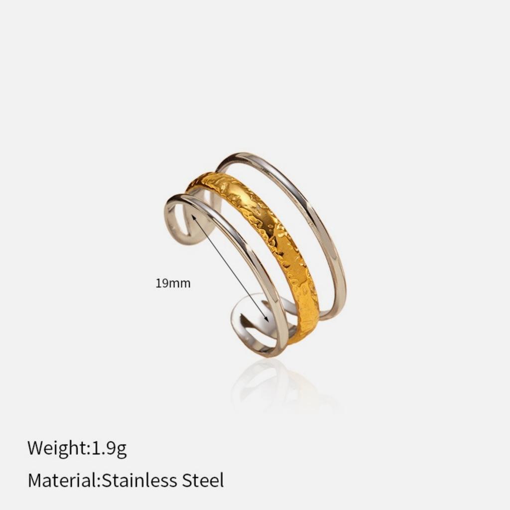 1 Piece Stylish Exquisite 304 Stainless Steel Open 18K Gold Plated Silver Plated Two Tone Rings For Women Gift Europe America