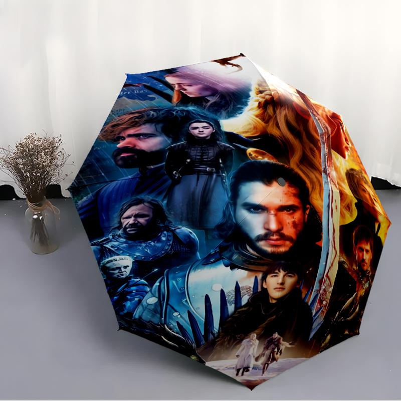 Game of Thrones Fashionable Automatic Opening/Closing Folding Umbrella. Portable and Foldable, Ideal for Gift, Travel, and Daily Use.