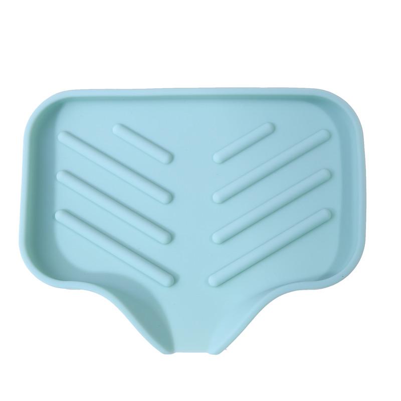 Self Draining Soap Bar Holder Silicone Kitchen Sink Soap Dish Sponge Tray Counter Caddy Organizer for Dish Soap Dispenser