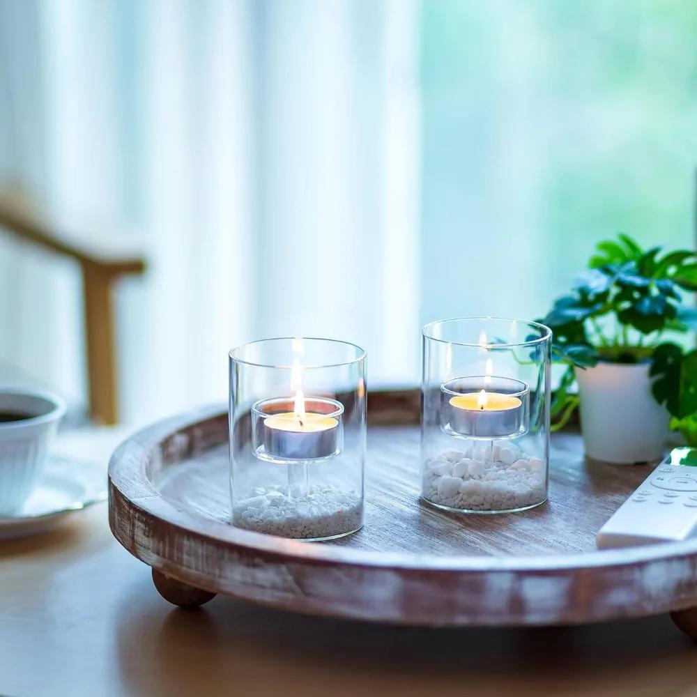 1/2/3Pcs Glass Candle Holder Cup for Wedding Decoration, Clear Glass Tealight Candlestick Wedding Party Dining Room Decorations