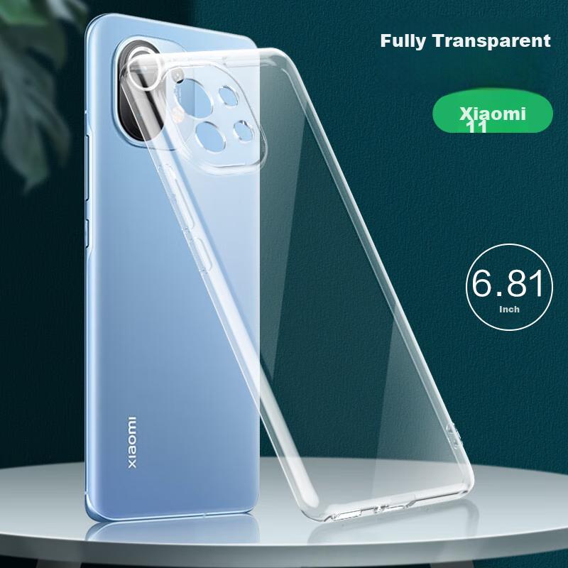 Kelleia Xiaomi 11 Phone Case, Xiaomi 11 Protective Cover, Full Protection Shockproof TPU Soft Case/Protective Cover, Transparent, 6.81 Inches