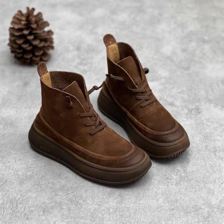 Leather Martin boots autumn and winter new handmade thick-soled women's boots top layer cowhide casual short boots