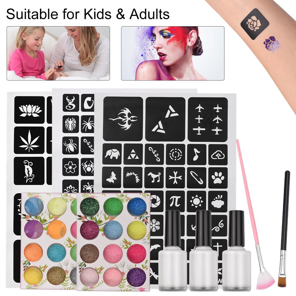 Glitter Powder Kit 24 Bottles Fine Glitter Powder Luminous Cosmetic Loose Glitter for Tattoo Body