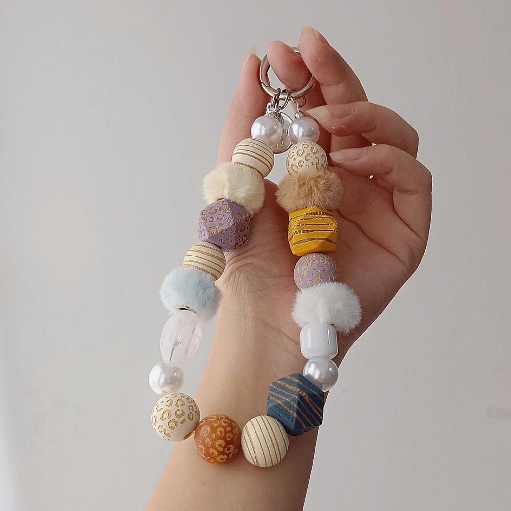 Colorful Retro Wooden Phone Chain With Handmade Beads For Unisex Daily Use