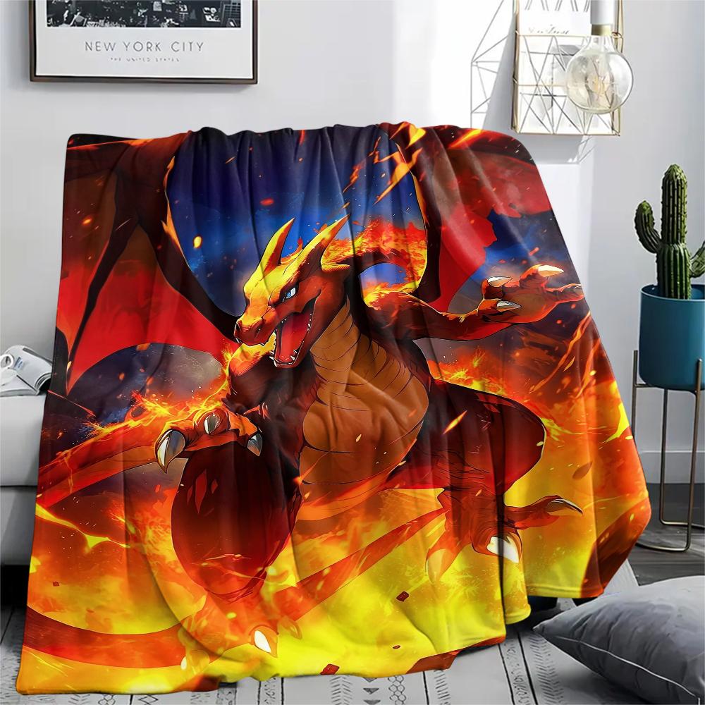 Coperta in Flanella con Fantasia Charmander, Alta Qualità, Confortevole per Tutte le Stagioni, Decorazione per la Casa, Calore e Comfort, Perfetta per Regali.