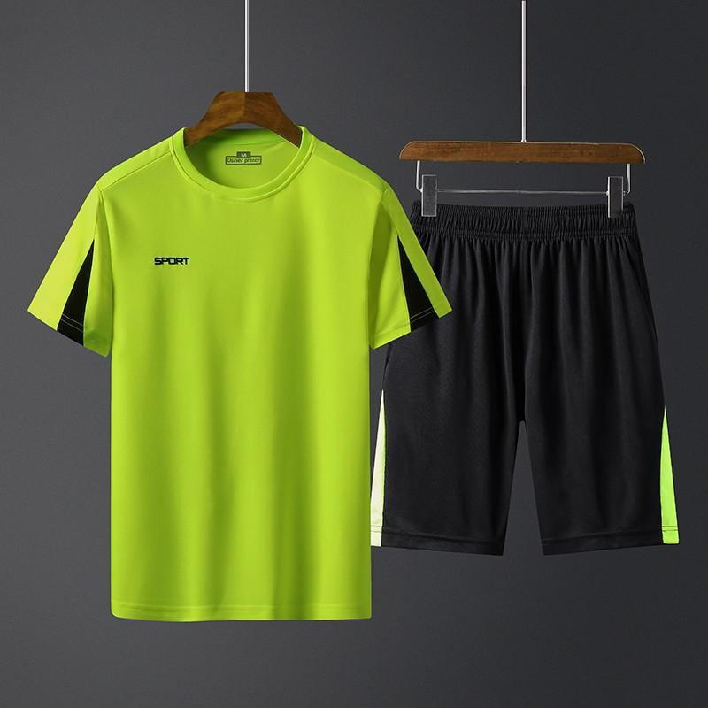 Mens Quick-Dry Sport Set Short Sleeve T-Shirt Shorts Lightweight Athletic Training Outfit Gym Running