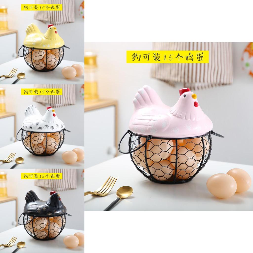 Keramické víko inspirované vintage, koš na žehličku, kuchyňský koš na vejce v černé barvě